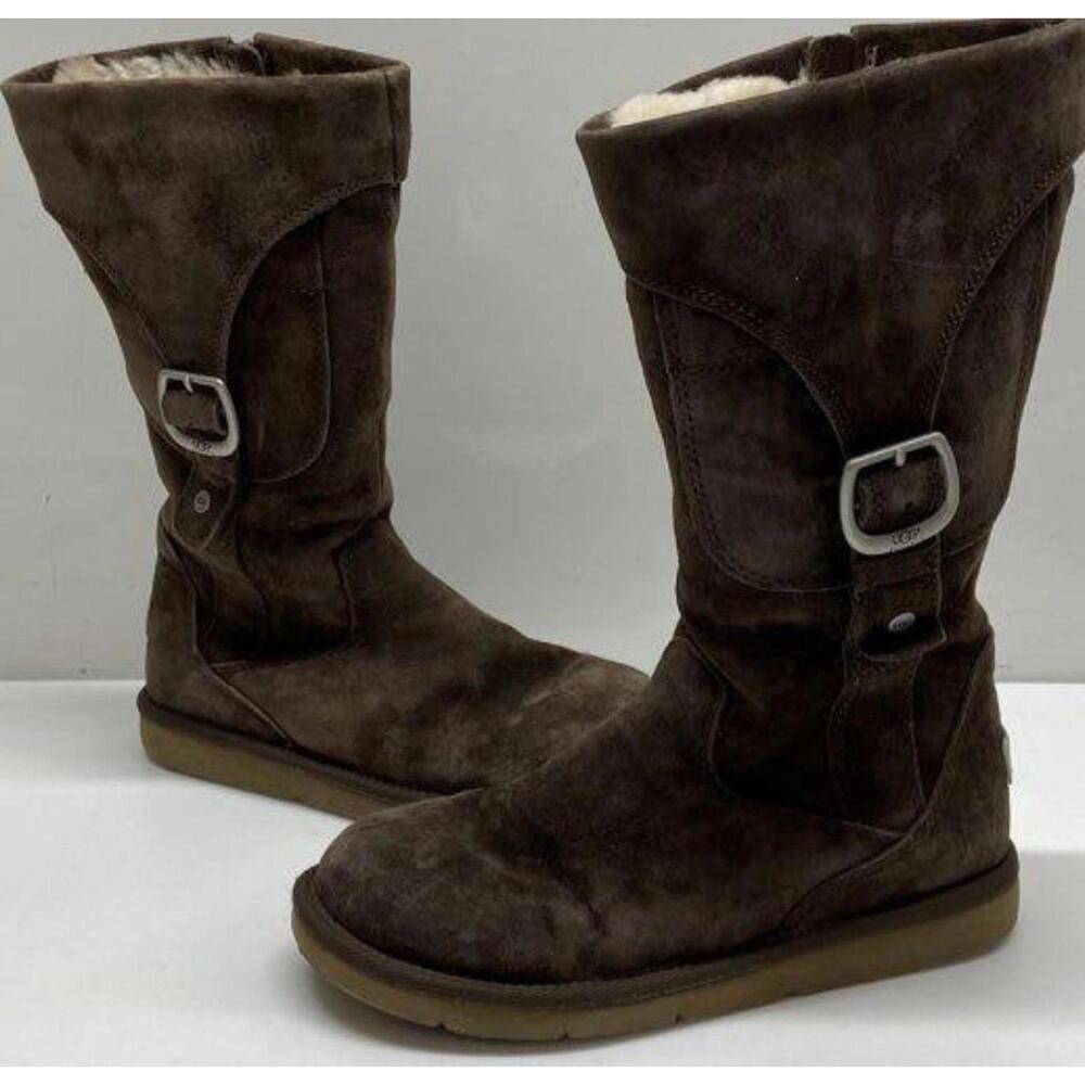 EUC UGG Australia Cargo III 5132 Brown Suede Sheepskin Side Pocket Boots size 7